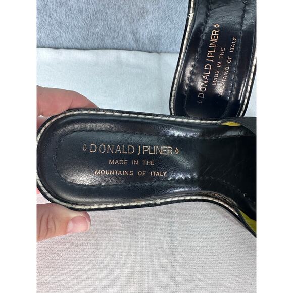 Donald J Pliner Women's sz 7.5 N Ronny Black Leather Slip On Square Toe 90s Y2K - Picture 6 of 11